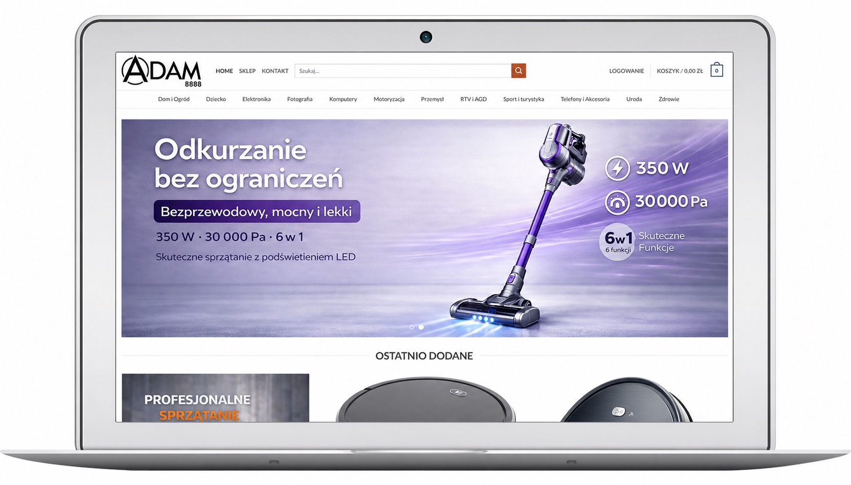 Zrzut ekranu realizacji: ADAM 8888 — sklep wielobranżowy Zrzut ekranu realizacji: ADAM 8888 — sklep wielobranżowy