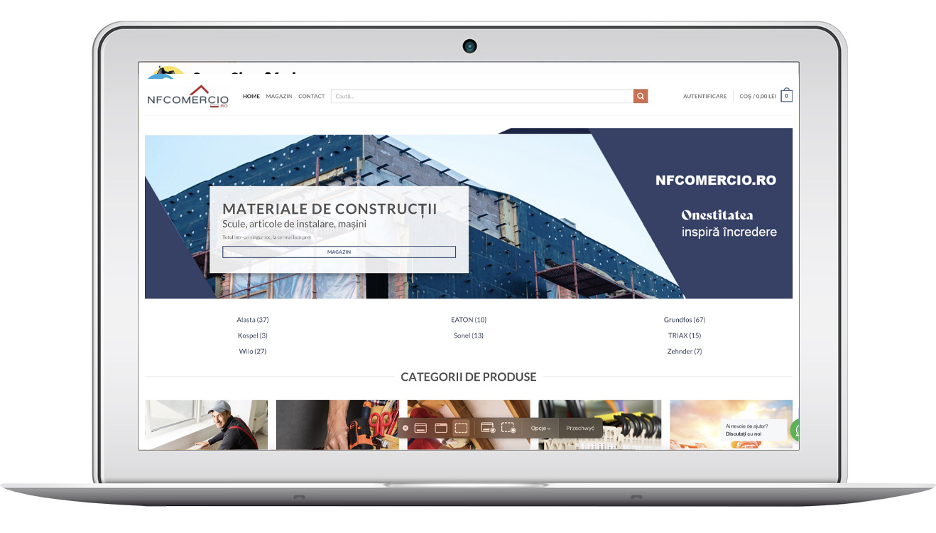 Zrzut ekranu realizacji: NFComercio — materiały budowlane Zrzut ekranu realizacji: NFComercio — materiały budowlane